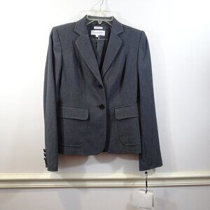 Calvin Klein Blazer Two Button Jacket Blazer Gray Size 2 NEW Career Wear